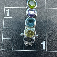 Vintage Suzanne Somers MultiColor Bezel 925 Silver Bracelet 7.5in/Necklace 18in
