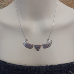 Ethnic Necklace Vintage Sterling Silver Blue Tribal Folk Crescent Artisan Boho