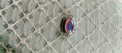 Vintage Art Deco Sterling Silver Brooch with Dragons Breath Fire Opal Cabochon B