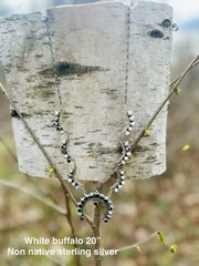 White Buffalo Sterling Silver Necklace 20”