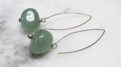 Sterling Silver Aventurine Drop Earrings ~ 9.6grams ~ 2-K177
