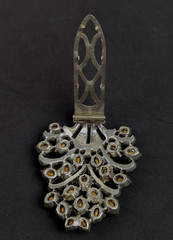 Very Large 1930s EISENBERG Original 3″ Crystal Rhinestone Fur Clip Brooch Signed