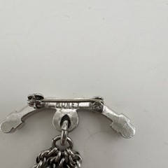 Vintage Silver Tone Sunburst Dangle Chain Brooch Pin Monet Unisex adults