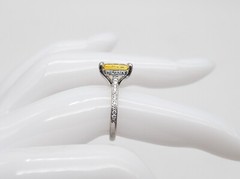 Designer $7000 5ct Natural Yellow Sapphire VS G Diamond 18k White Gold Ring