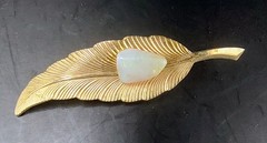 MCM Leaf Brooches -varied Goldl Tones, Some With Stones, Lot Of 5