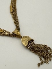 Vintage Gold Tone Multi Strand 24”Lariat Tassel Pendant Necklace