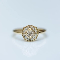 Vintage & Antique Style 0.49 TCW Round Cut Moissanite Floral Engagement Ring