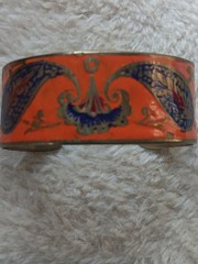 Copper Enamel Indian Bracelet With Floral Design