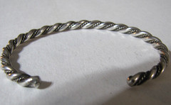 Vintage Sterling Silver Twist Rope Cuff Bracelet Minimalist Southwest Stackable