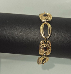 Vintage Sarah Coventry Butterscotch Rhinestone Gold Tone Filigree Bracelet 1974