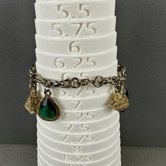 Vintage Charm Bracelet Gold Tone Glass Charms South Africa Coin 6.5″