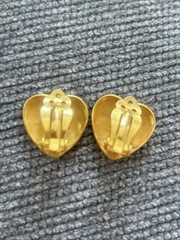 Vintage Signed MMA Gold Plated Heart Crystal Clip Earrings