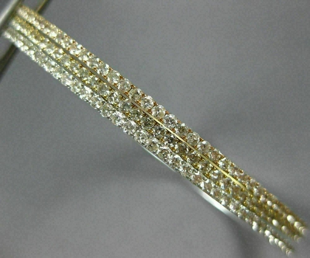 ESTATE 5.30CT DIAMOND 18KT TRI COLOR GOLD 3D ETERNITY STACKABLE BANGLE BRACELET