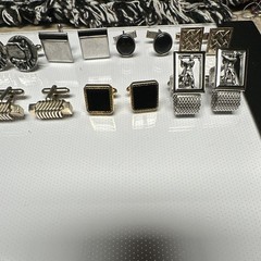 Mixed Lot Men’s Cufflinks Silver & Gold Tone Metal Bullet Back Square Styles