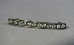 Antique Sterling Silver Narrow Rhinestone Bar Pin 2.0g #J3717