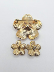 Vtg Set Pink Dogwood Flower Brooch and Post Earrings Set