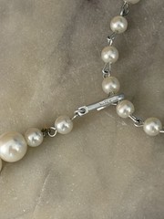 Vintage Single Strand Faux Pearl Choker Necklace Signed Japan
