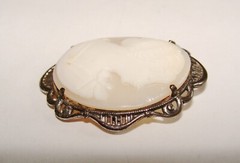 Vintage Harwood 6.1g Sterling Silver Carved Shell Cameo Brooch Pin 37mm x 30mm