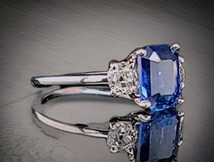 Vintage Platinum Engagement Ring 2.04CT.Natural Untreated Blue Sapphire GIA Cert