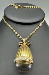 Joan Rivers Vintage Gold Tone Working Quartz Watch Pendant Necklace Bow 30″