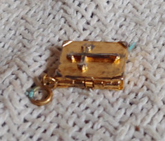 Vintage Christian Charm Cross Book Opens to Lord’s Prayer Gold Tone
