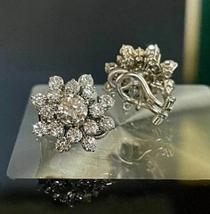 3Ct Art Deco Style Lab Created Diamond Flower Stud Earring 14K White Gold Finish