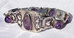 Antique Arts & Crafts 1908-1910 THEODOR FAHRNER Amethyst 935 Sterling Bracelet