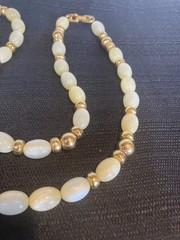 Vintage Napier Lucite Moon Glow Bead Necklace 28 in