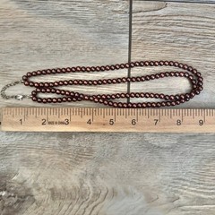 Faux Chocolate Pearl Necklace Double Strand Beaded Wire