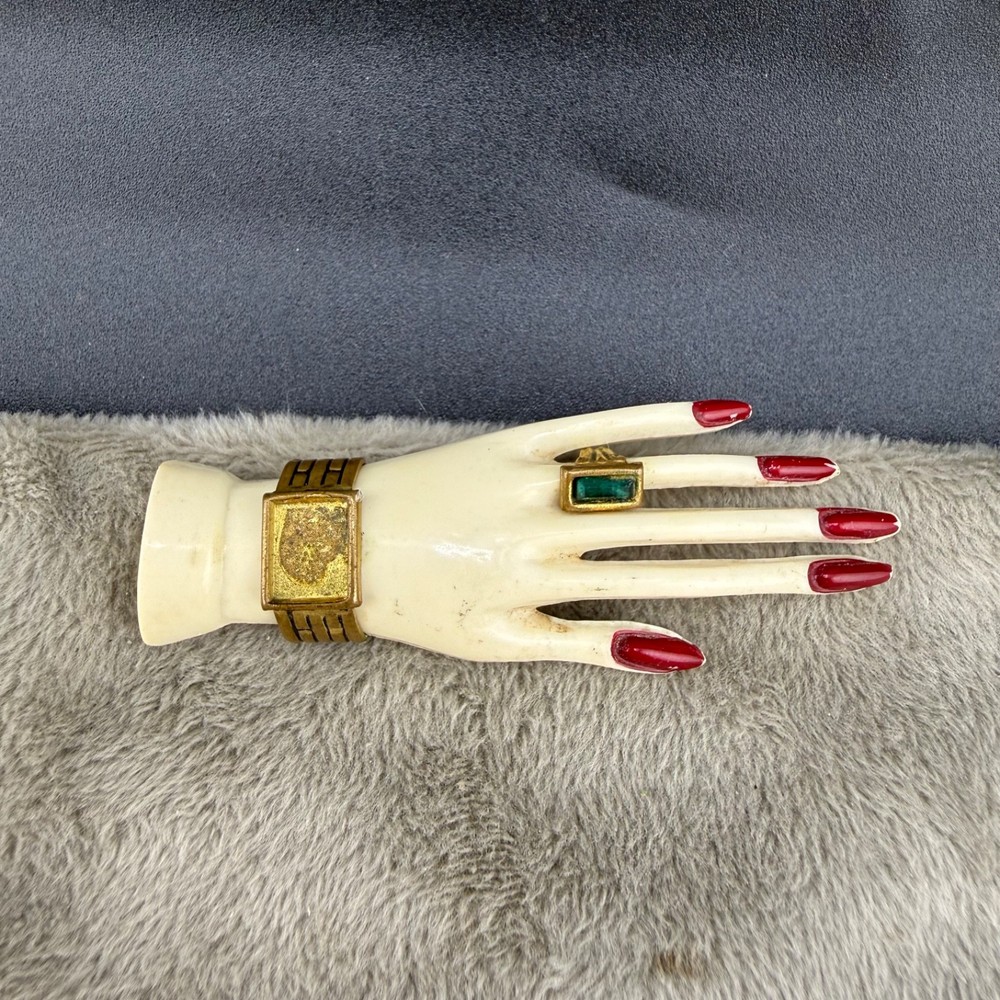 Vintage Hand Brooch Plastic Ring Watch READ