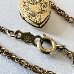 Vintage 1/20 12K GF Heart Shaped Locket and Chain Necklace Signed H.F.B. – 2.82g