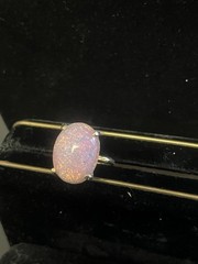 Vintage Faux Fire Opal Ring Gold Tone Adjustable Retro Mid Century Art Glass