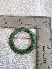Vintage MCM Minimalist Circular Round Speckled Green Enamel on Copper Brooch