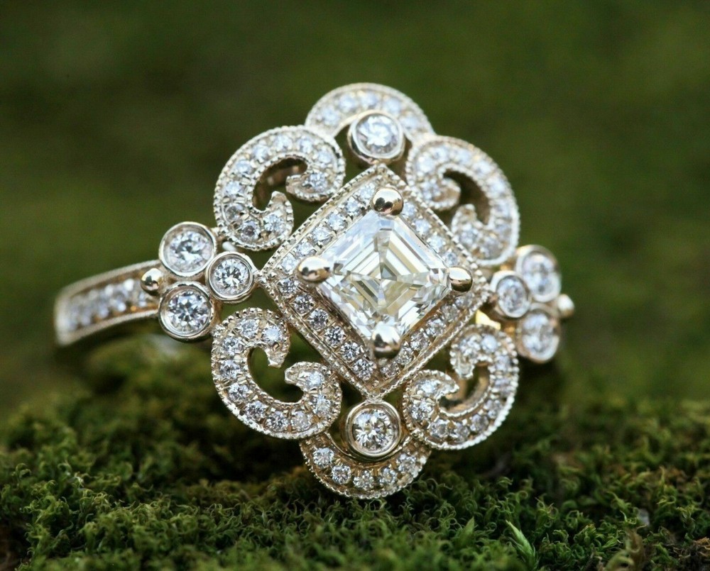 Art Deco 1.70 Ct Diamond Antique Vintage Wedding Ring 14K Yellow Gold Finish