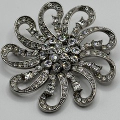 Spectacular Clear Rhinestone Flower Pin Brooch