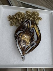 Vintage Marino Inspired Necklace Gold White Purple Adjustable Length