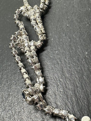 VINTAGE 16.5″ BLUE & CLEAR RHINESTONE NECKLACE + SCREW BACK EARRINGS N747