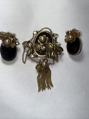 Brooch Pendant Earrings Set Victorian Antique 100 Years Old Read Description