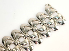 MCM Vintage Monet Signed Rhodium Finish Openwork Statement Bracelet Book Piece
