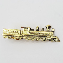 Train AT SF RR Atchison Topeka and Santa Fe Railway Gold Tone Vintage Tie Clasp