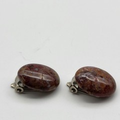 Beautiful vintage petrified wood natural stone clip earrings