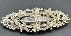 Pat Pend AT180112 Clear Rhinestones Duette Brooch Dress Clips (Missing Stones)