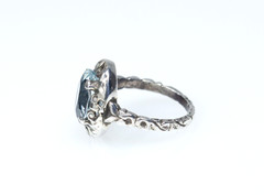 Antique Silver Ring Natural 5.50 ct Aquamarine Victorian Jugendstil Style
