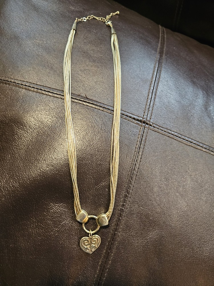 SHUBE Sterling Silver Gold Vermeil Heart Multi-Strand Liquid Chain Necklace