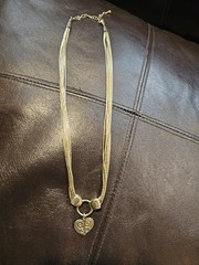 SHUBE Sterling Silver Gold Vermeil Heart Multi-Strand Liquid Chain Necklace