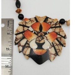Vintage Lee Sands Lion Head Mosiac Inlay Pendant Necklace – Jewelry