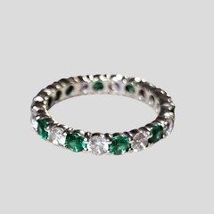 Eternity Band Size 6.5 Clear And Green Stones