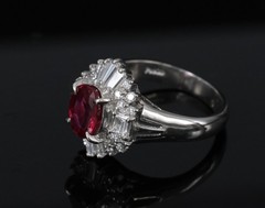 Fine 1.22ct GIA Certified Ruby & 0.54ct Diamond Platinum Ring, Size 4.75