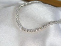 Vintage Sterling Silver 925 Cubic Zirconia Tennis Necklace Fits 18″