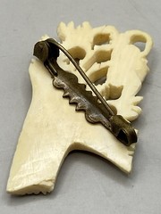 Vintage/Antique Carved Brooch Flower Bouquet Intricate Ivory Color